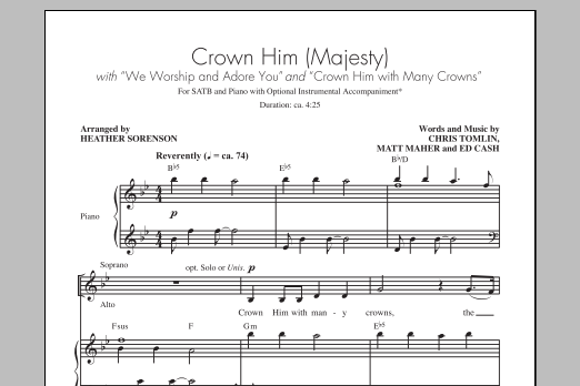 Heather Sorenson Crown Him (Majesty) sheet music notes and chords. Download Printable PDF.