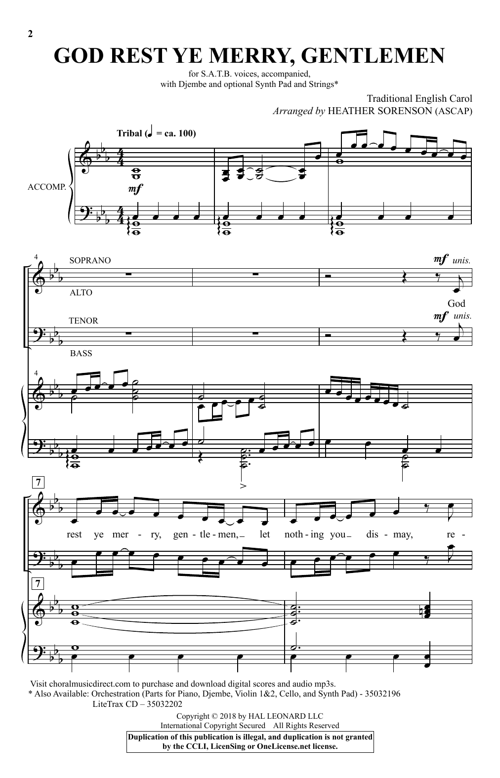 Heather Sorenson God Rest Ye Merry, Gentlemen sheet music notes and chords. Download Printable PDF.