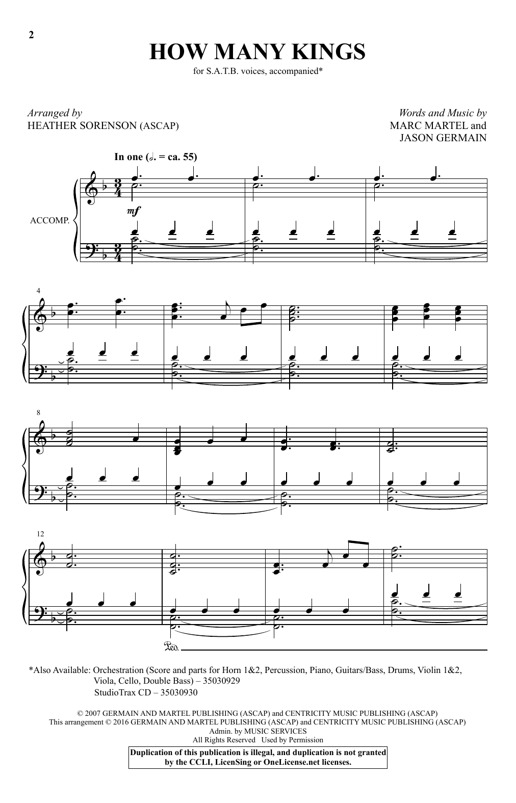 Downhere How Many Kings (arr. Heather Sorenson) sheet music notes and chords. Download Printable PDF.