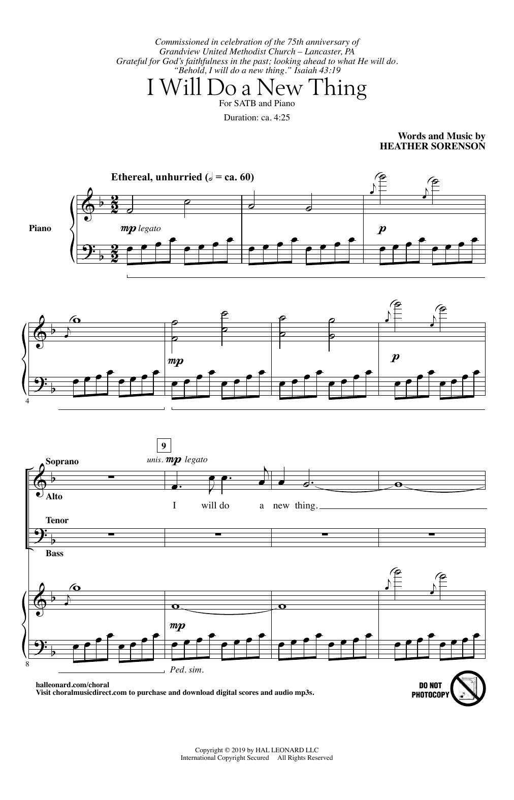 Heather Sorenson I Will Do A New Thing sheet music notes and chords arranged for SATB Choir