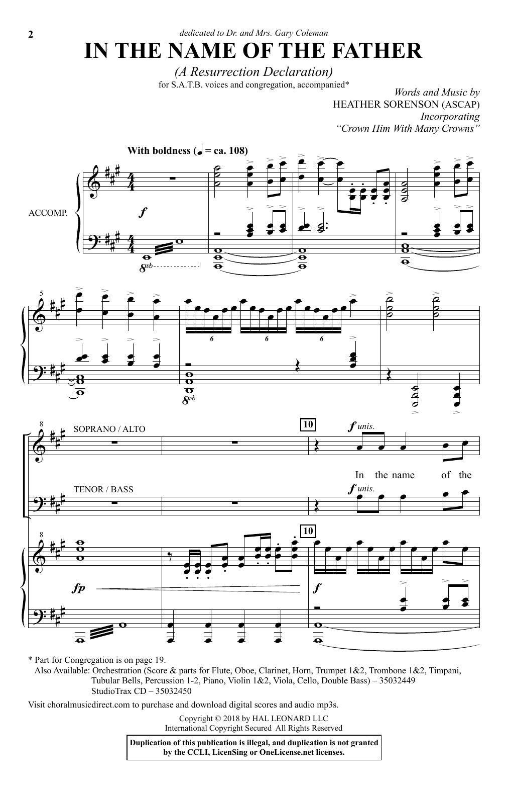 Learn to play Heather Sorenson In The Name Of The Father (A Resurrection Declaration) sheet music for SATB Choir in minutes. Price: 3.9900$ Heather Sorenson In The Name Of The Father (A Resurrection Declaration) sheet music notes and chords arranged for SATB Choir