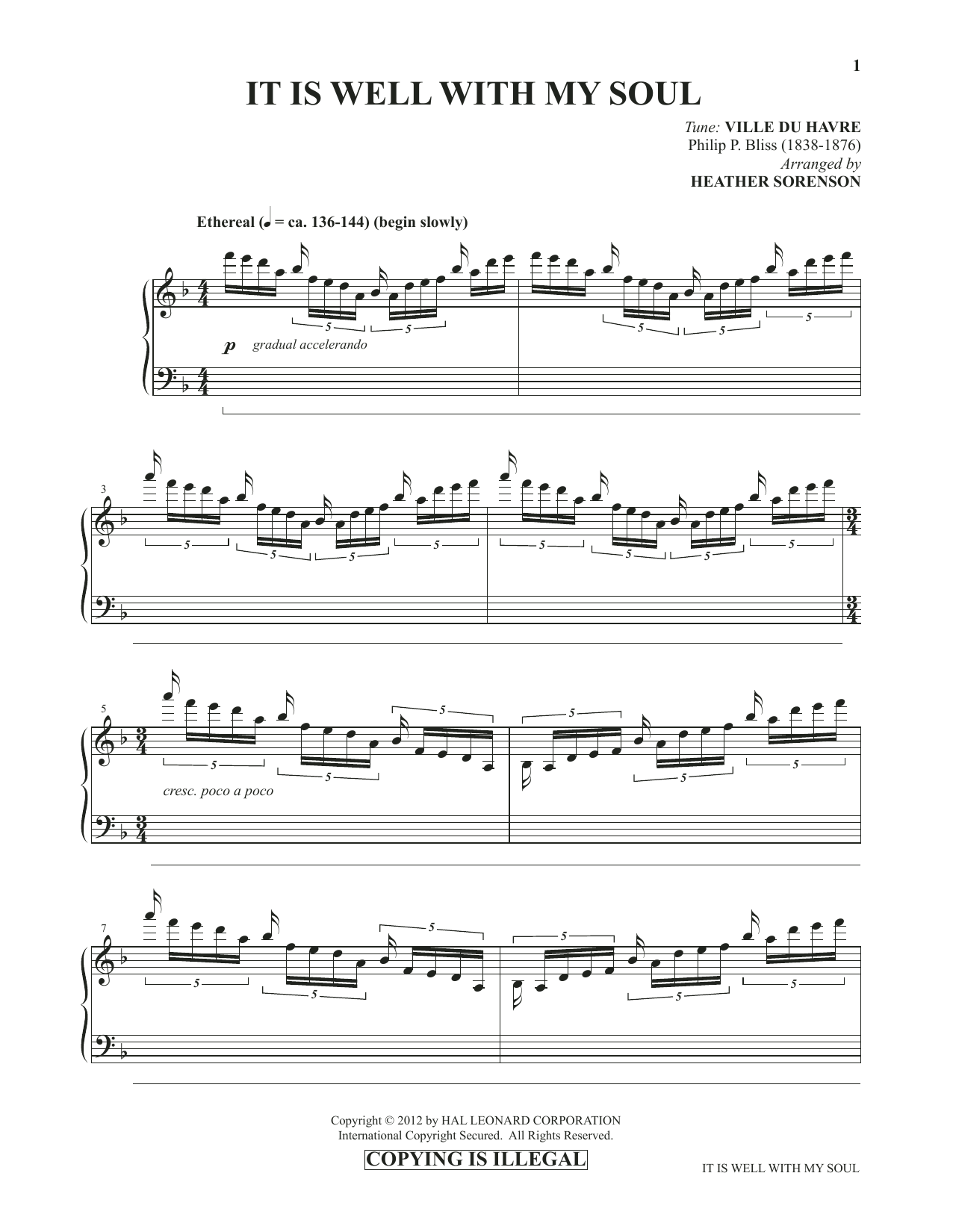 Learn to play Heather Sorenson It Is Well With My Soul (from Images: Sacred Piano Reflections) sheet music for Piano Solo in minutes. Price: 7.8900$ Heather Sorenson It Is Well With My Soul (from Images: Sacred Piano Reflections) sheet music notes and chords arranged for Piano Solo