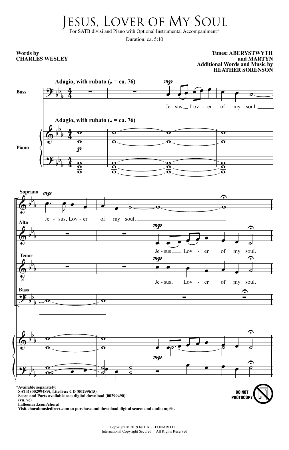 Learn to play Heather Sorenson Jesus, Lover Of My Soul sheet music for SATB Choir in minutes. Price: 3.9900$ Heather Sorenson Jesus, Lover Of My Soul sheet music notes and chords arranged for SATB Choir