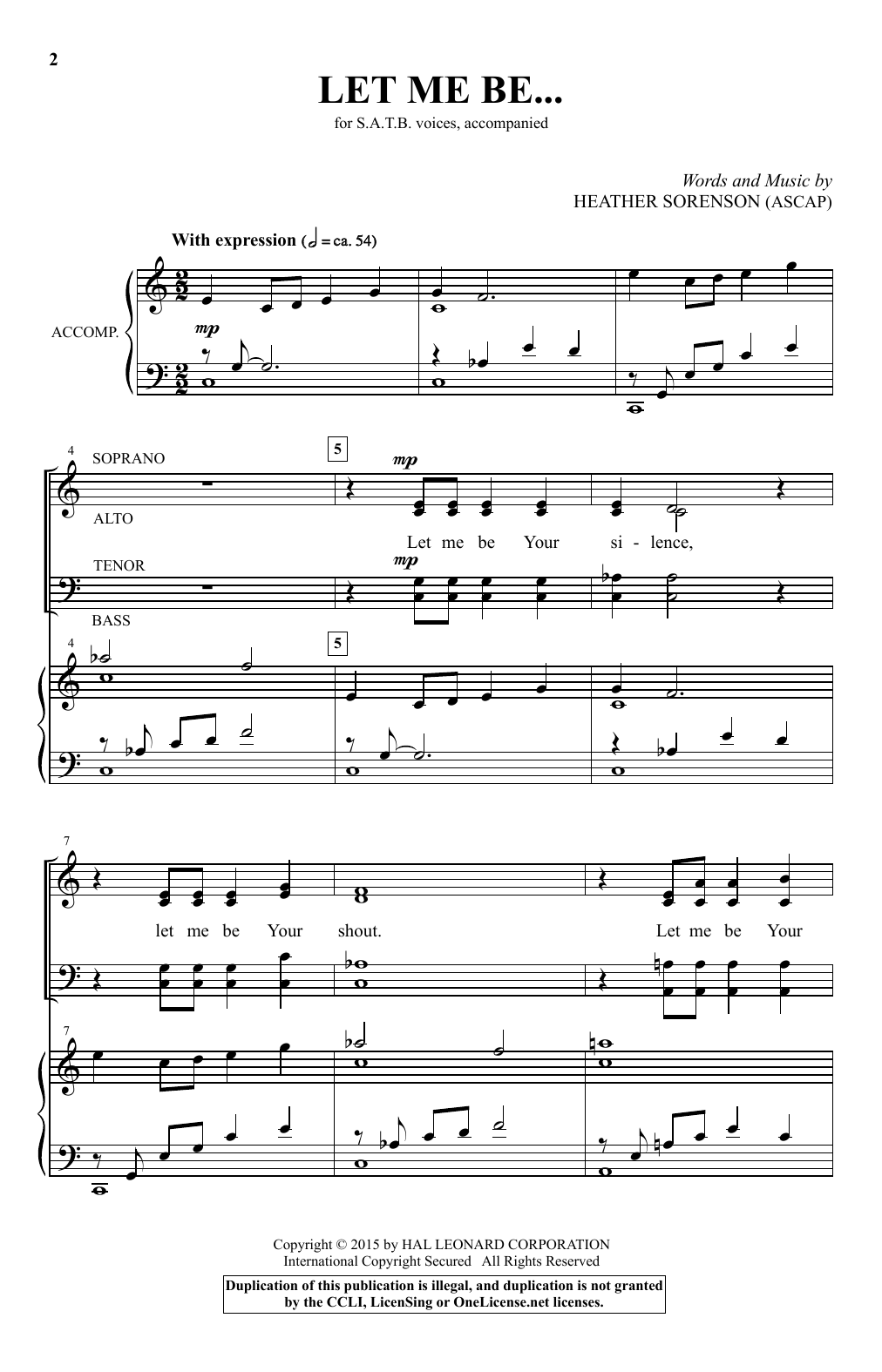 Heather Sorenson Let Me Be... sheet music notes and chords. Download Printable PDF.