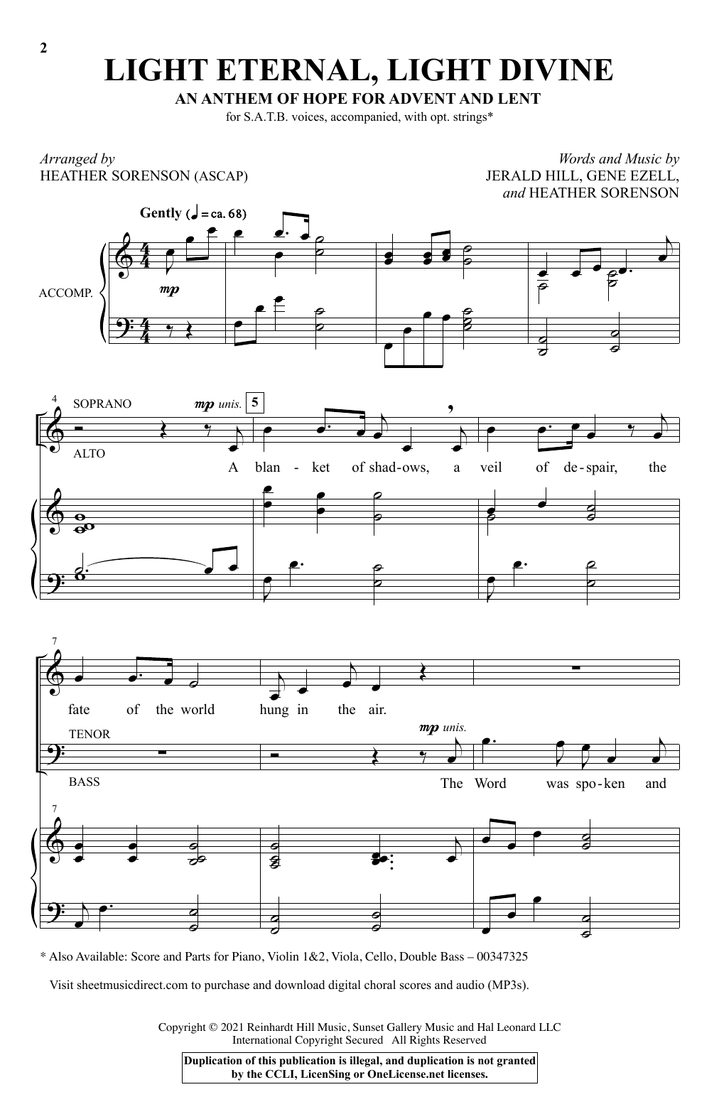 Learn to play Heather Sorenson Light Eternal, Light Divine (An Anthem Of Hope For Advent And Lent) sheet music for SATB Choir in minutes. Price: 3.9900$ Heather Sorenson Light Eternal, Light Divine (An Anthem Of Hope For Advent And Lent) sheet music notes and chords arranged for SATB Choir