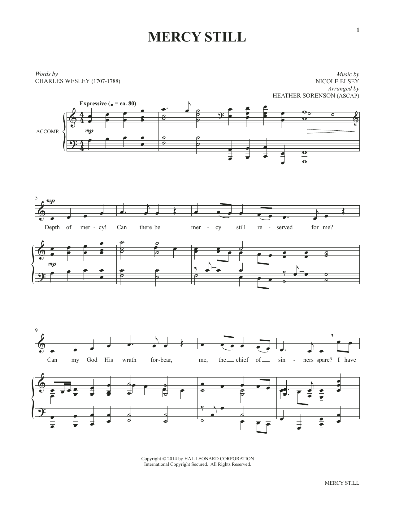 Heather Sorenson Mercy Still (from My Alleluia: Vocal Solos for Worship) sheet music notes and chords. Download Printable PDF.