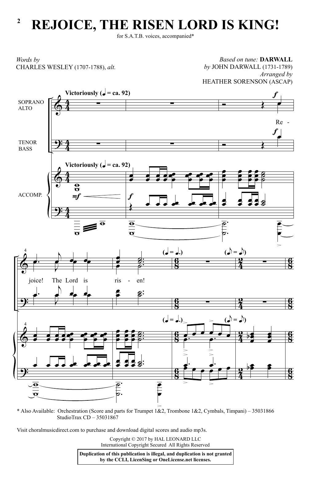 Learn to play Heather Sorenson Rejoice, The Risen Lord Is King! sheet music for SATB Choir in minutes. Price: 3.9900$ Heather Sorenson Rejoice, The Risen Lord Is King! sheet music notes and chords arranged for SATB Choir