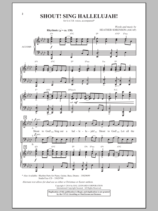 Heather Sorenson Shout! Sing Hallelujah sheet music notes and chords. Download Printable PDF.