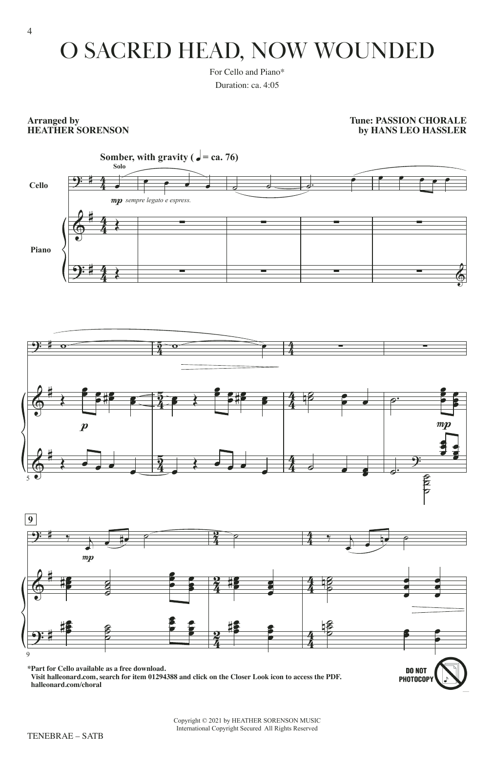 Heather Sorenson Tenebrae (A Service of Shadows) sheet music notes and chords arranged for SATB Choir