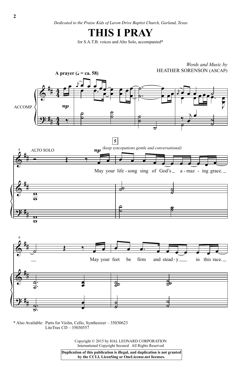 Heather Sorenson This I Pray sheet music notes and chords. Download Printable PDF.