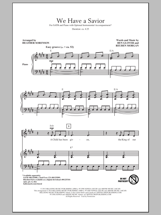 Heather Sorenson We Have A Savior sheet music notes and chords. Download Printable PDF.