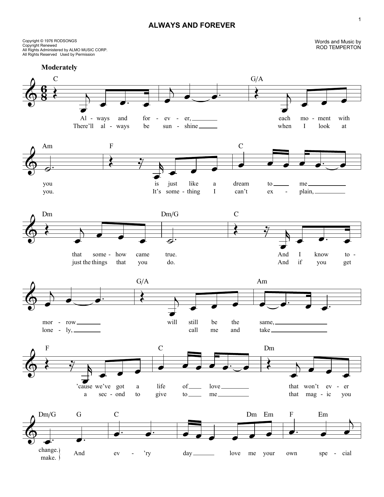 Heatwave Always And Forever sheet music notes and chords. Download Printable PDF.