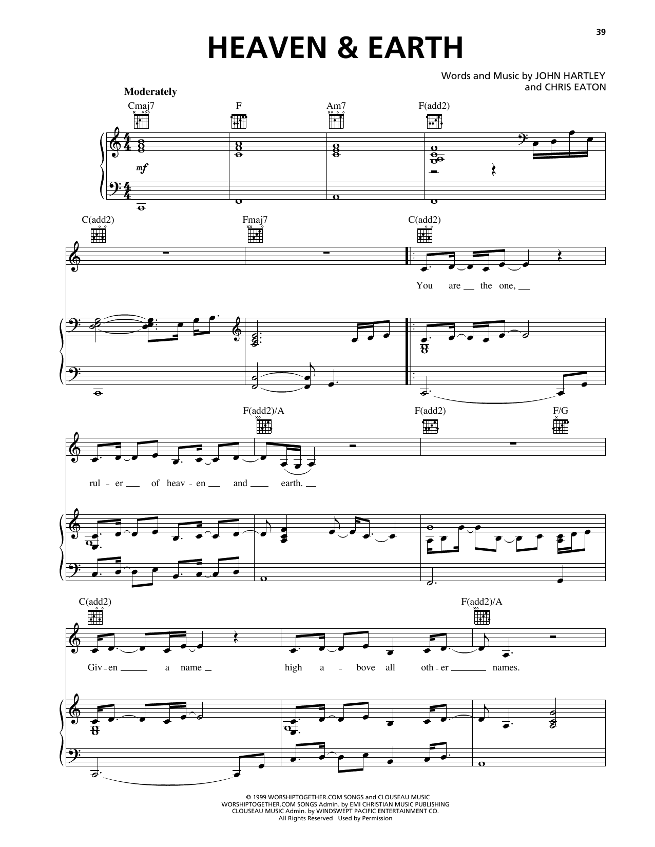 Learn to play Heaven & Earth Heaven And Earth sheet music for Piano, Vocal & Guitar Chords (Right-Hand Melody) in minutes. Price: 7.8900$ Heaven & Earth Heaven And Earth sheet music notes and chords arranged for Piano, Vocal & Guitar Chords (Right-Hand Melody)