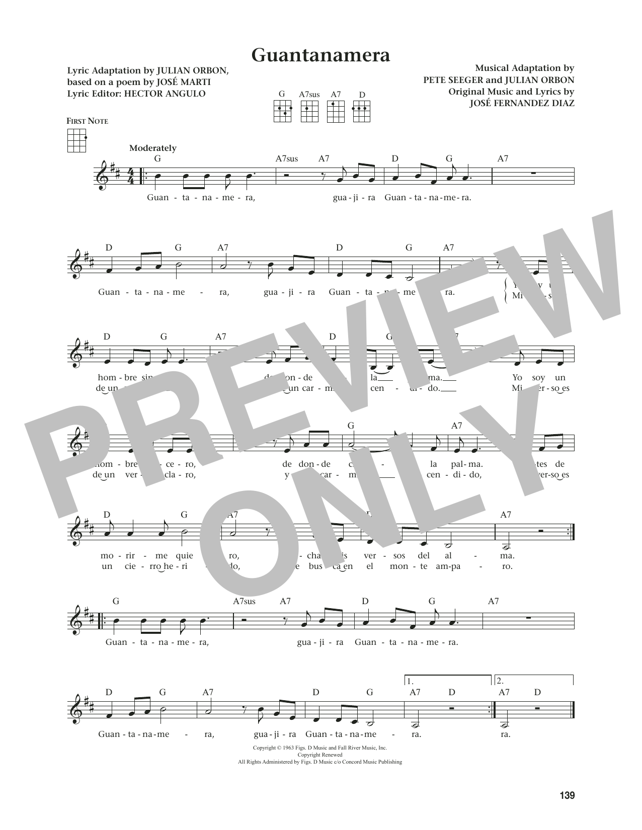 Hector Angulo Guantanamera (from The Daily Ukulele) (arr. Jim Beloff) sheet music notes and chords. Download Printable PDF.