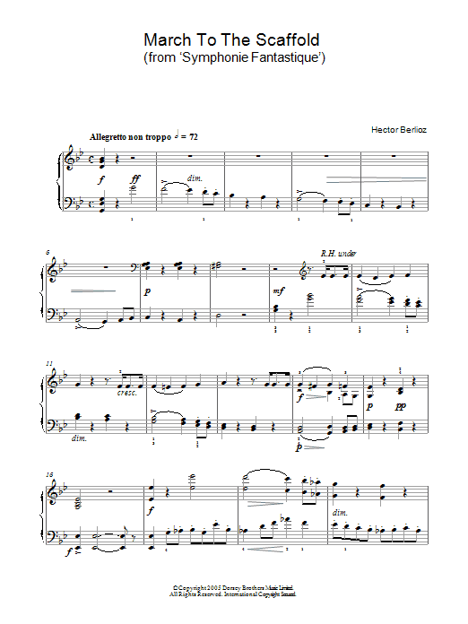 Learn to play Hector Berlioz March To The Scaffold (from Symphonie Fantastique) sheet music for Piano Solo in minutes. Price: 7.8900$ Hector Berlioz March To The Scaffold (from Symphonie Fantastique) sheet music notes and chords arranged for Piano Solo