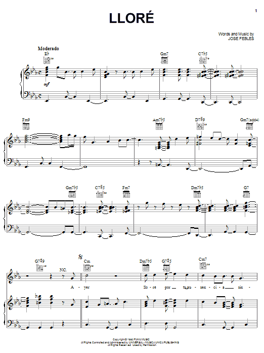 Learn to play Hector Lavoe Llore sheet music for Piano, Vocal & Guitar Chords (Right-Hand Melody) in minutes. Price: 7.8900$ Hector Lavoe Llore sheet music notes and chords arranged for Piano, Vocal & Guitar Chords (Right-Hand Melody)