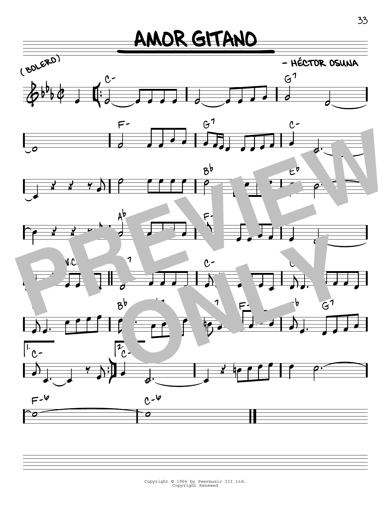 Learn to play Hector Osuna Amor Gitano sheet music for Real Book – Melody & Chords in minutes. Price: 5.9900$ Hector Osuna Amor Gitano sheet music notes and chords arranged for Real Book – Melody & Chords