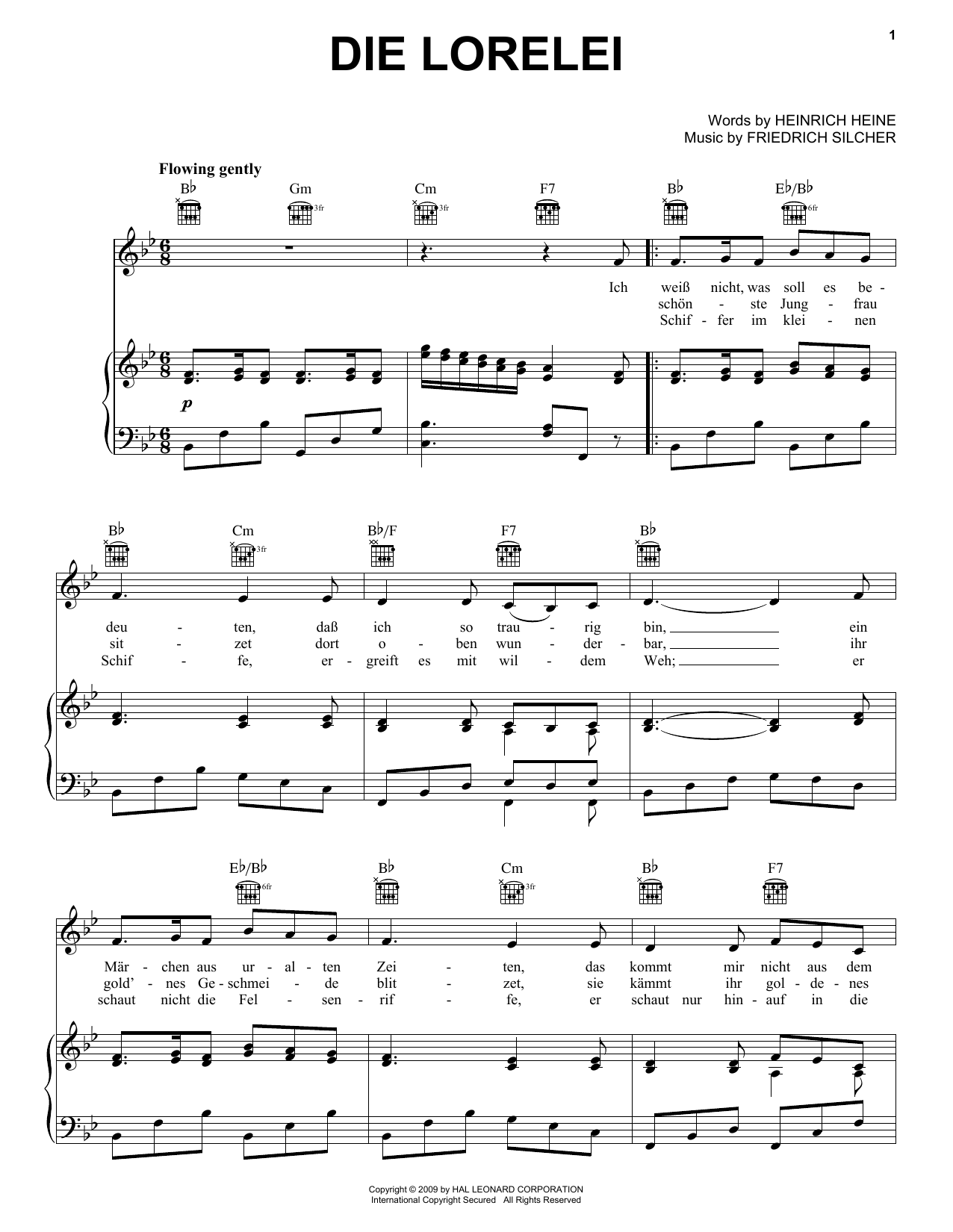 Learn to play Friedrich Silcher Die Lorelei sheet music for Piano, Vocal & Guitar Chords (Right-Hand Melody) in minutes. Price: 7.8900$ Friedrich Silcher Die Lorelei sheet music notes and chords arranged for Piano, Vocal & Guitar Chords (Right-Hand Melody)