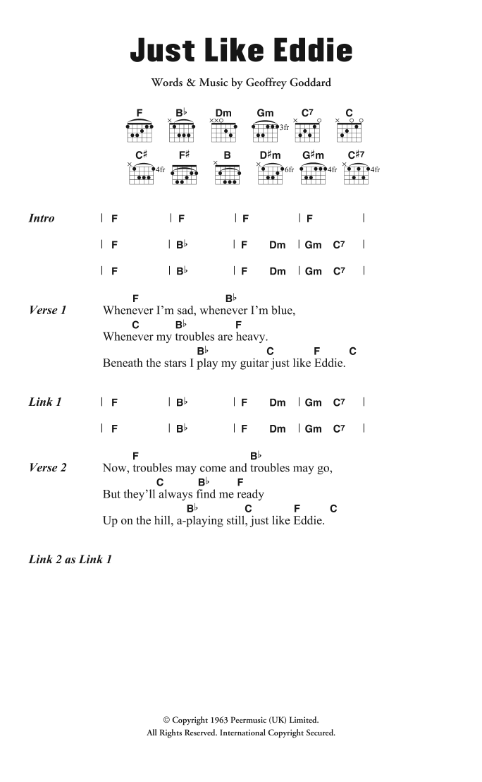 Heinz Just Like Eddie sheet music notes and chords. Download Printable PDF.