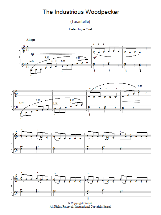 Helen Ingle Ezell The Industrious Woodpecker (Tarantelle) sheet music notes and chords arranged for Piano Solo