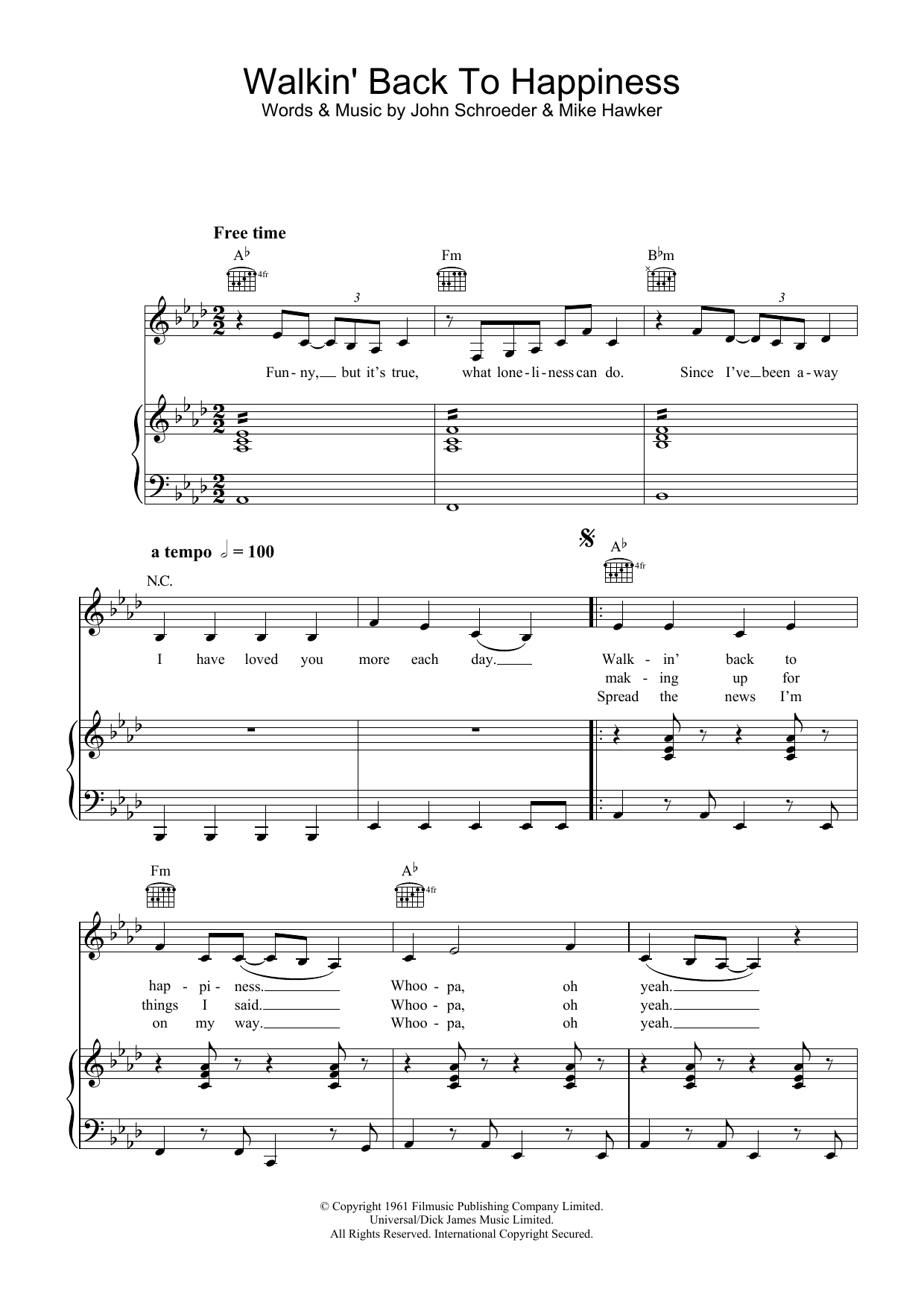 Learn to play Helen Shapiro Walkin' Back To Happiness sheet music for Piano, Vocal & Guitar Chords in minutes. Price: 7.8900$ Helen Shapiro Walkin' Back To Happiness sheet music notes and chords arranged for Piano, Vocal & Guitar Chords