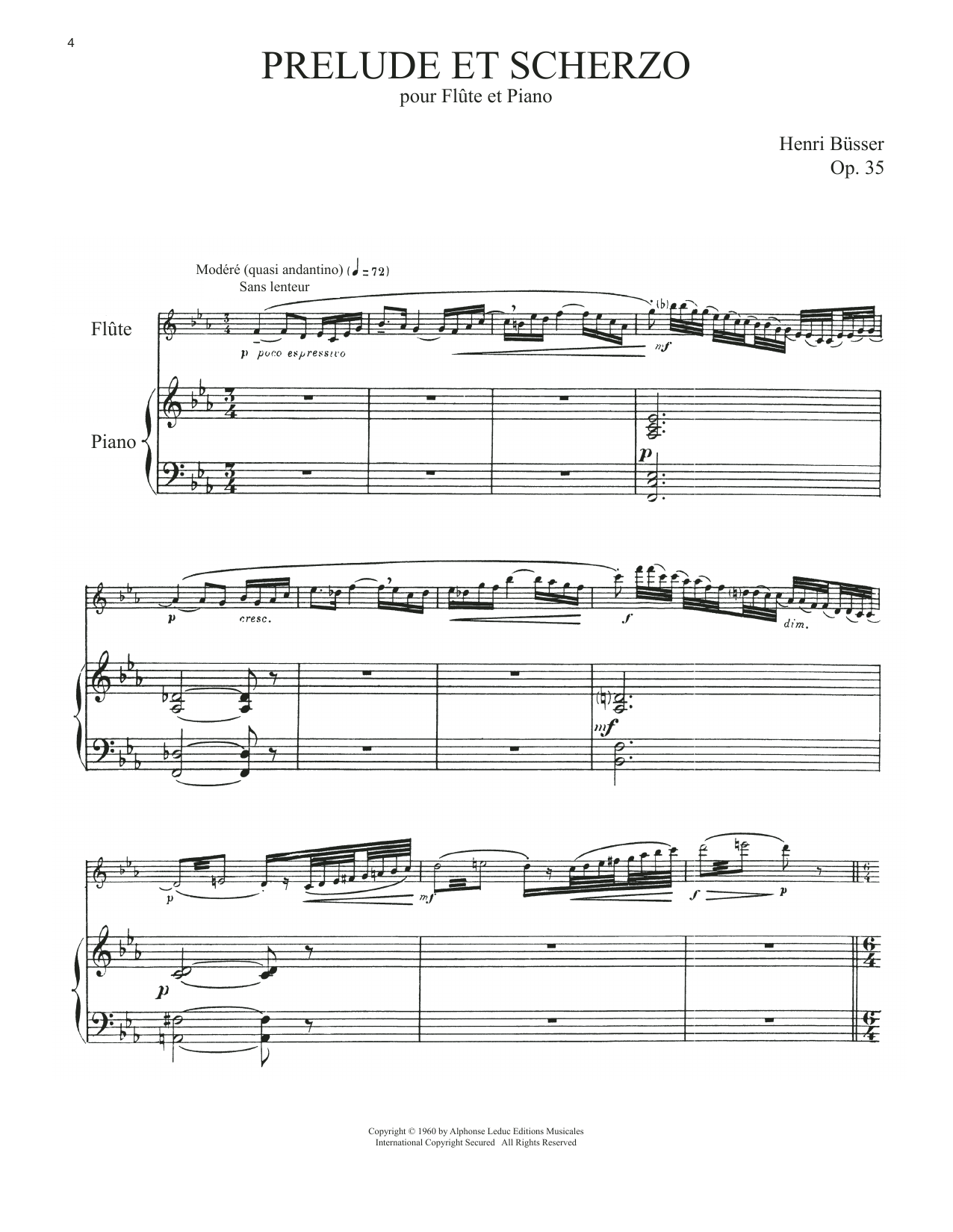 Henri Busser Prelude Et Scherzo, Op. 35 sheet music notes and chords. Download Printable PDF.