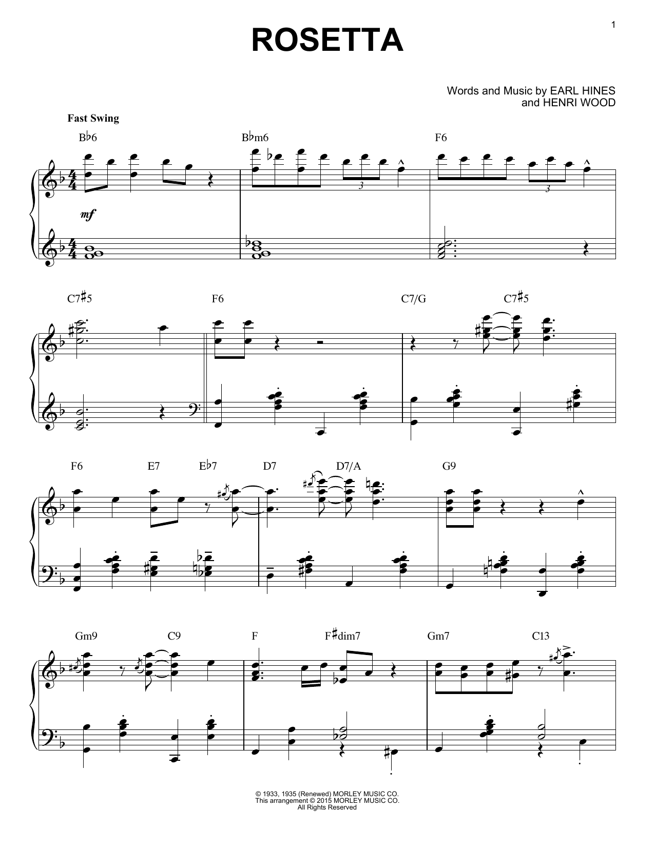 Henri Wood Rosetta [Stride version] (arr. Brent Edstrom) sheet music notes and chords. Download Printable PDF.