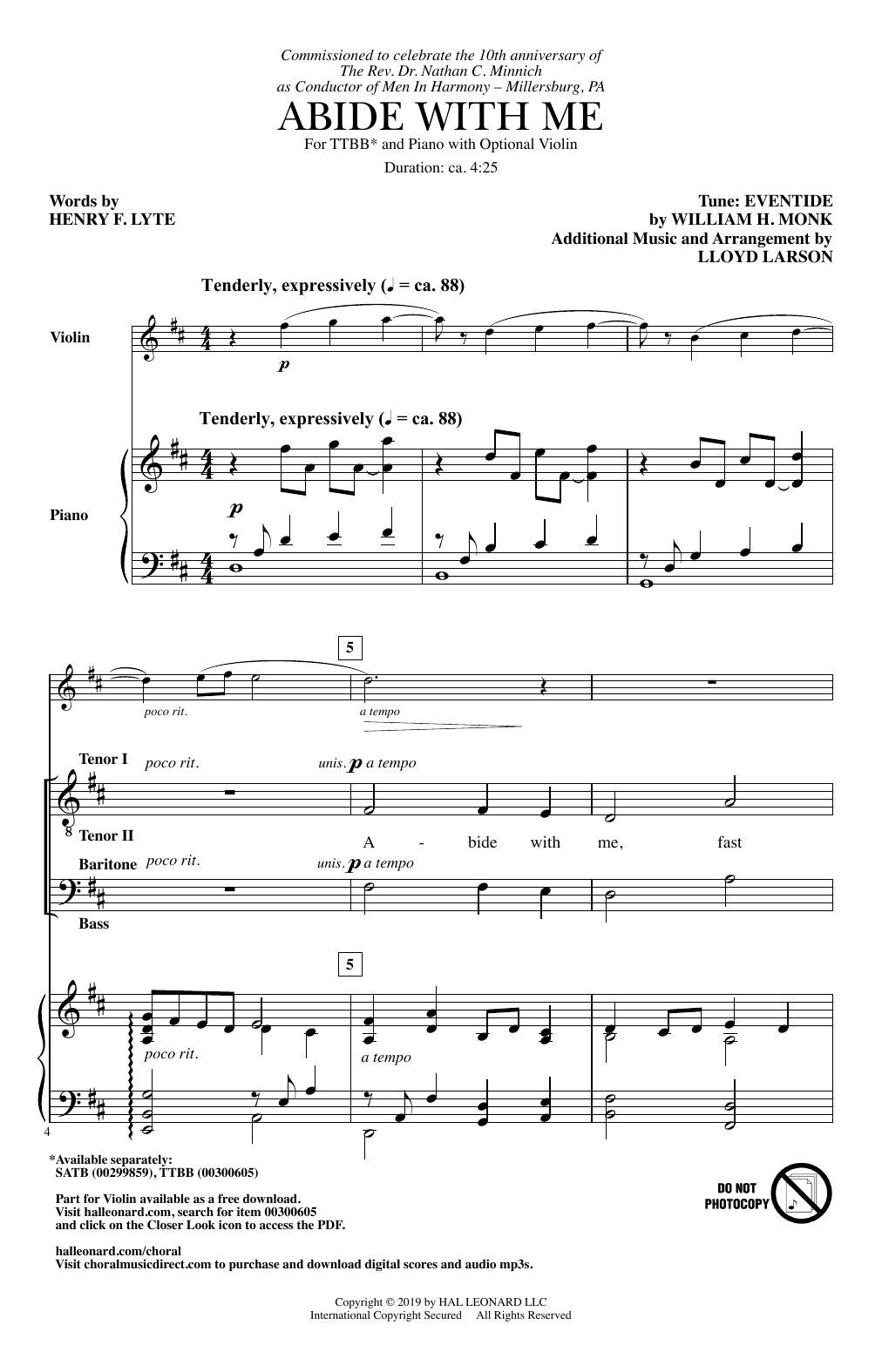 Henry F. Lyte Abide With Me (arr. Lloyd Larson) sheet music notes and chords. Download Printable PDF.