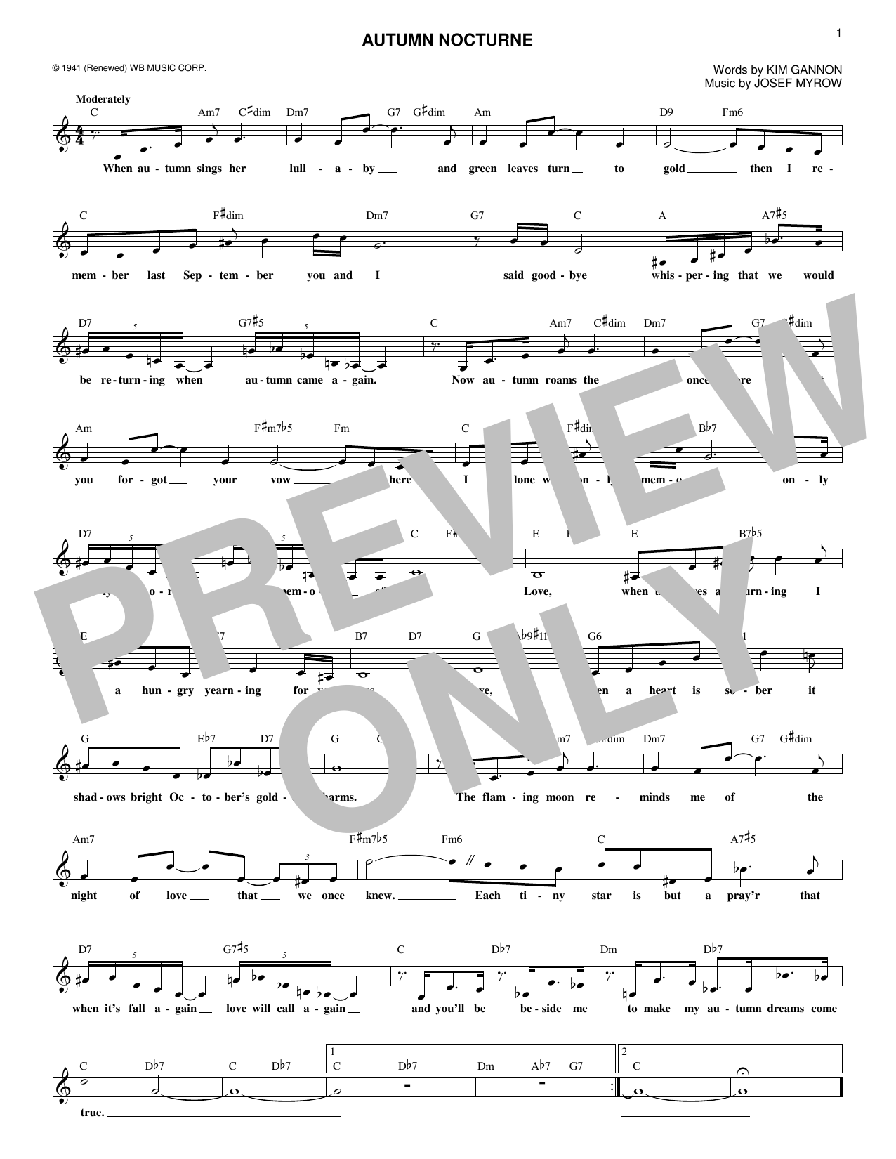 Henry Mancini Autumn Nocturne sheet music notes and chords. Download Printable PDF.