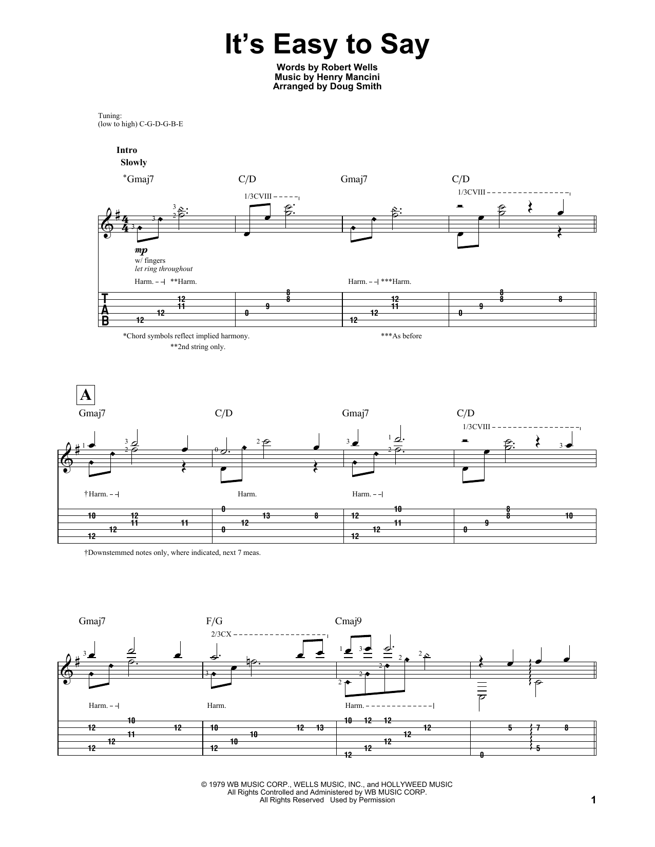 Henry Mancini It's Easy To Say (arr. Doug Smith) (from 10) sheet music notes and chords. Download Printable PDF.