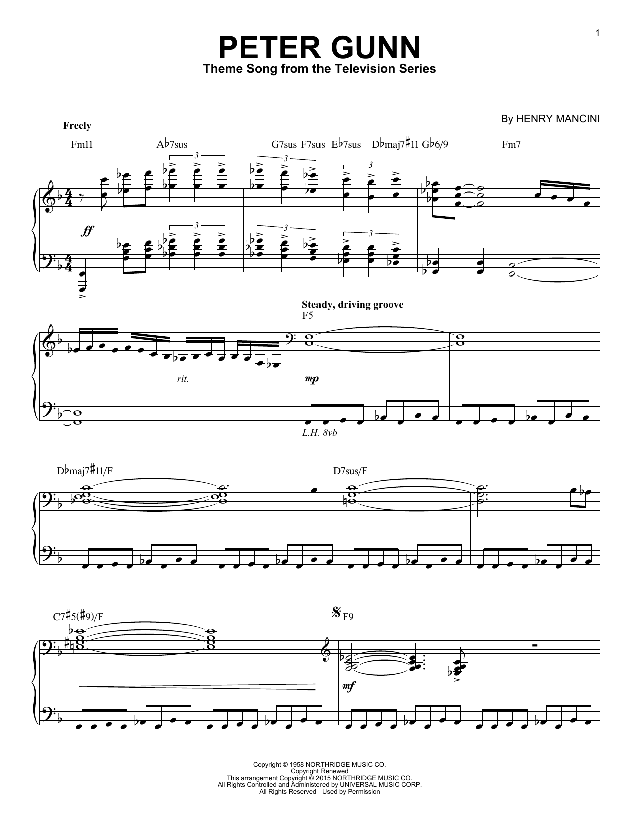 Henry Mancini Peter Gunn [Jazz version] (arr. Brent Edstrom) sheet music notes and chords. Download Printable PDF.