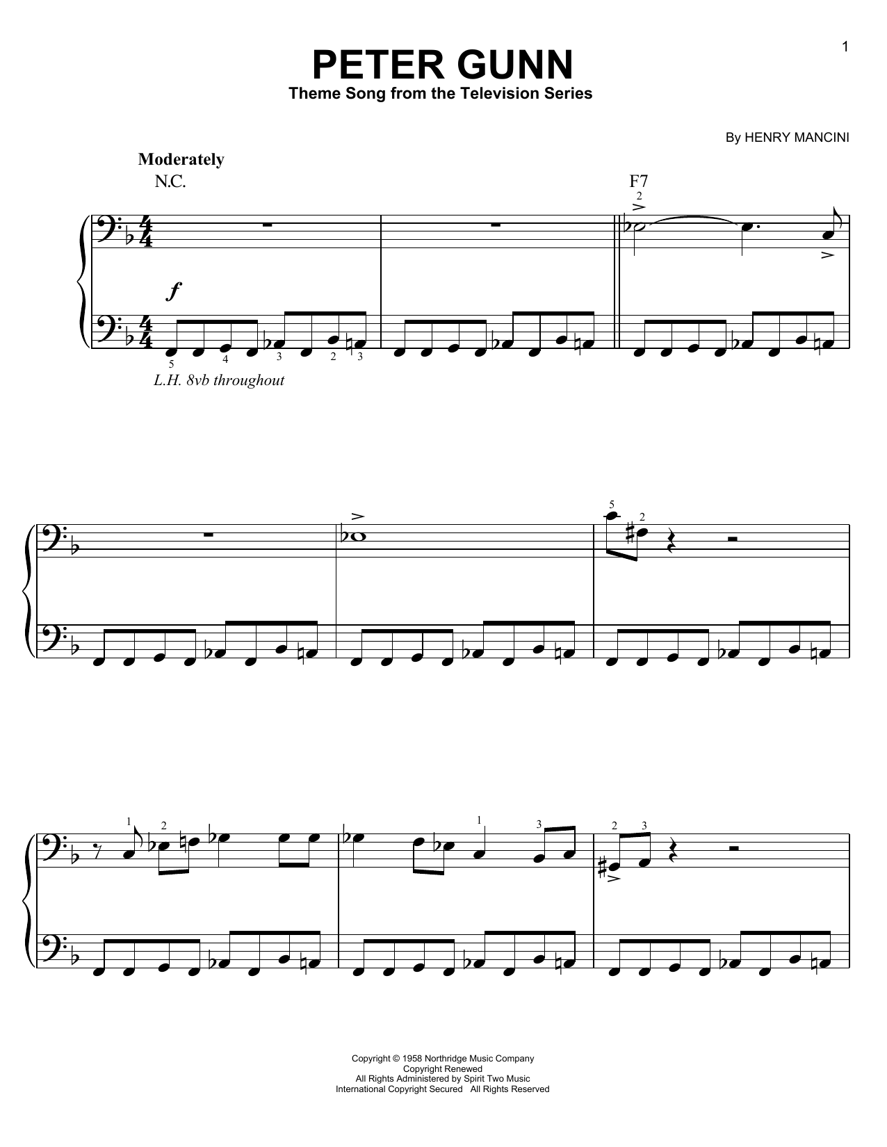 Henry Mancini Peter Gunn Theme sheet music notes and chords. Download Printable PDF.