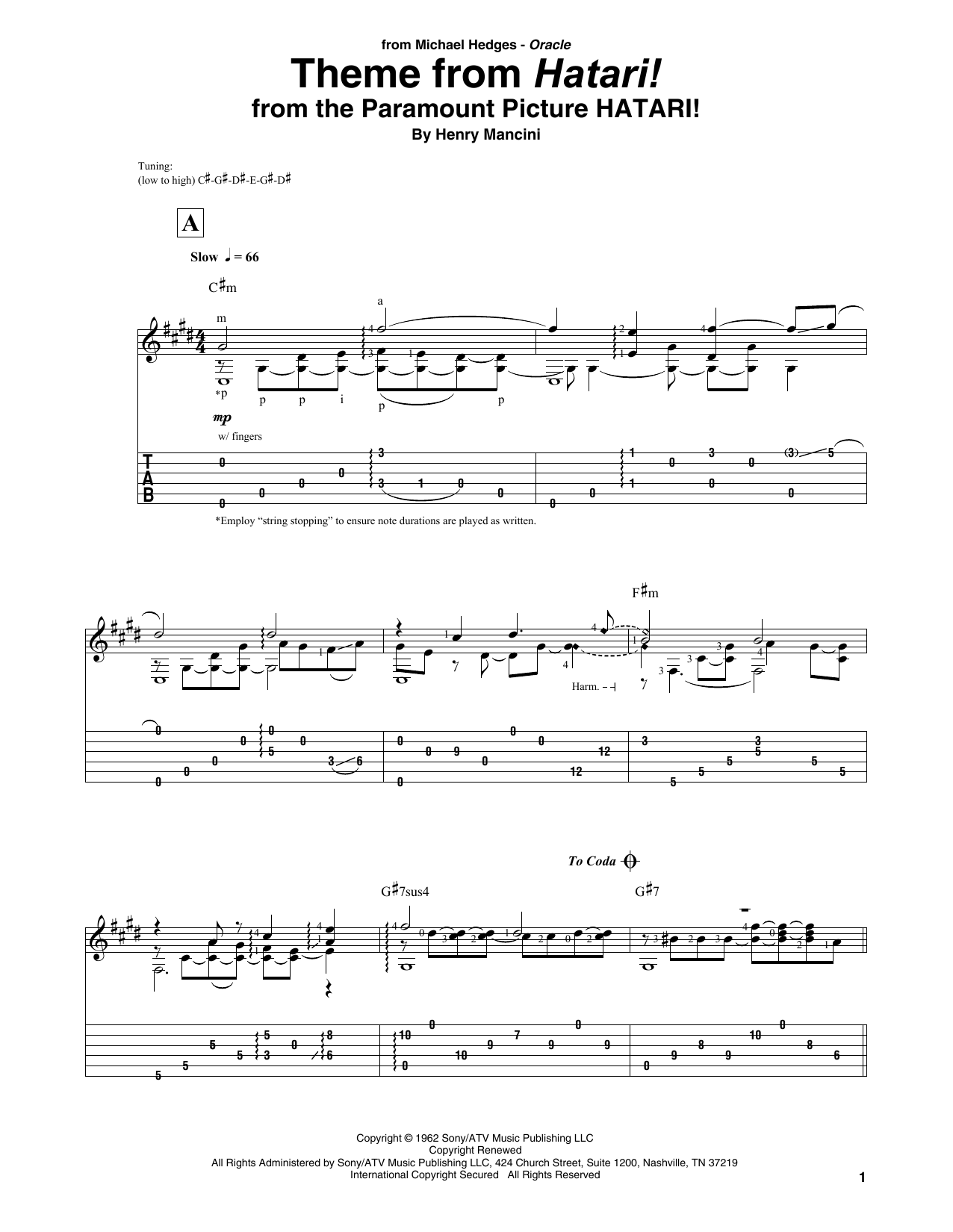 Henry Mancini Theme From Hatari! sheet music notes and chords. Download Printable PDF.