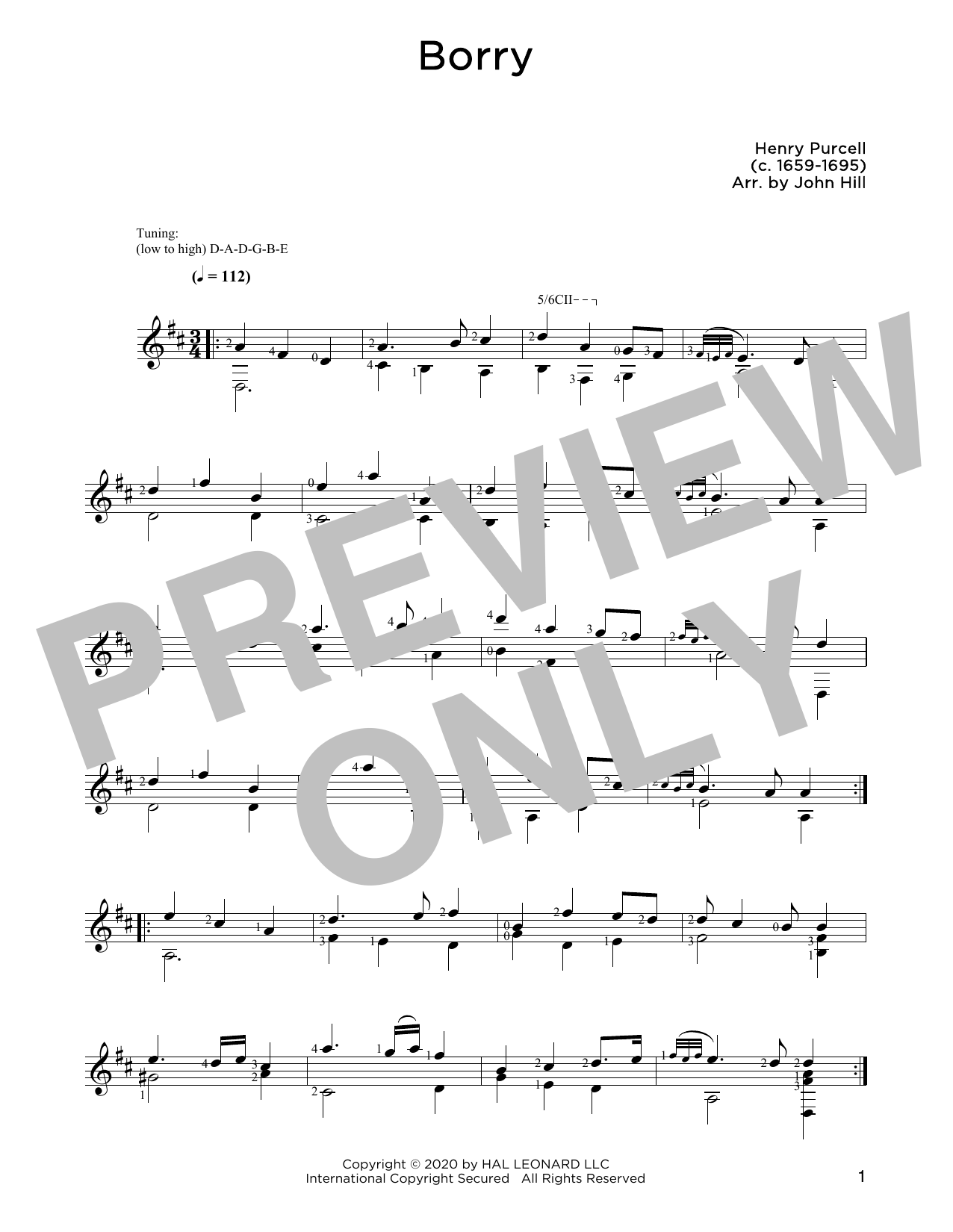 Henry Purcell Borry sheet music notes and chords. Download Printable PDF.