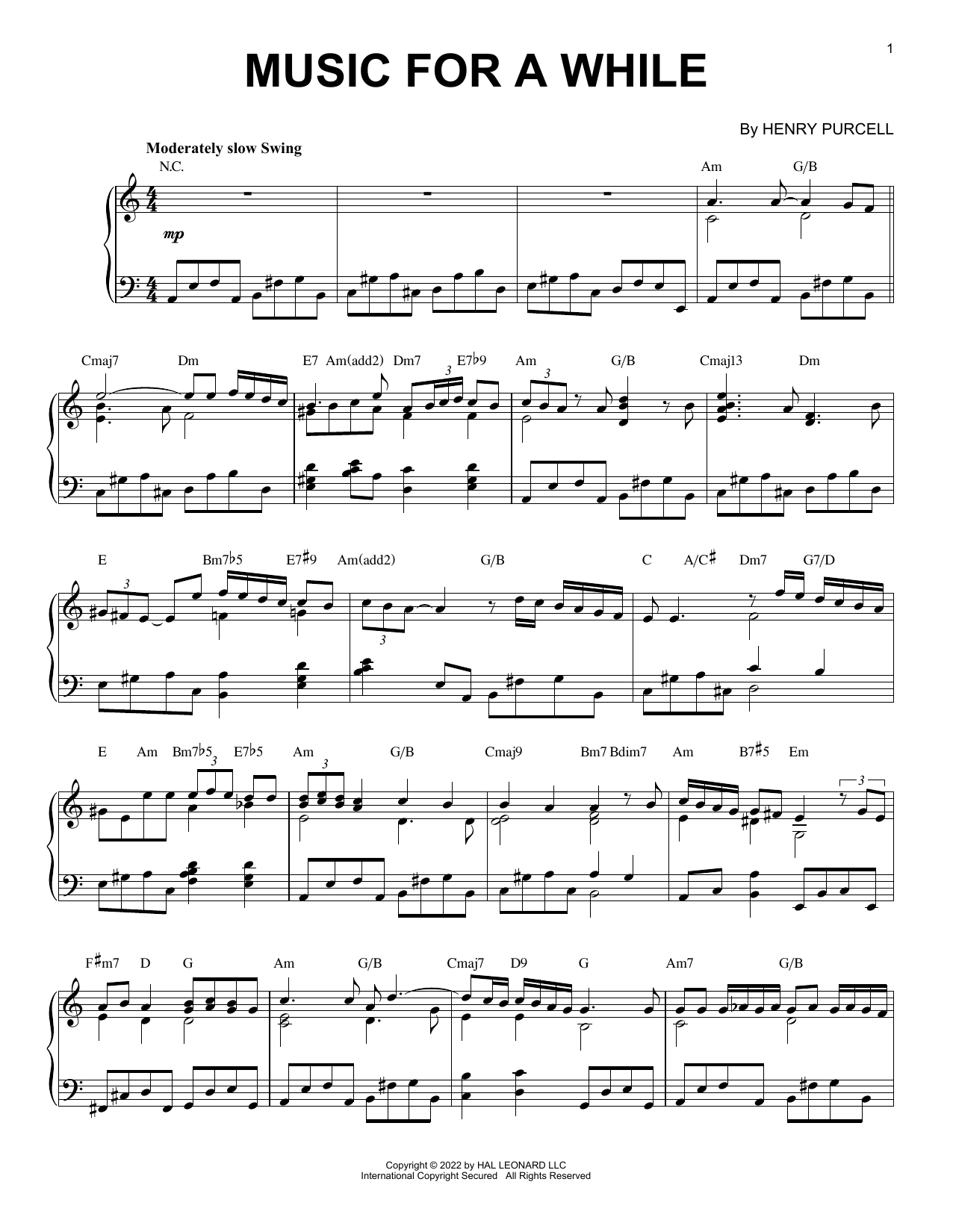 Henry Purcell Music For A While [Jazz version] (arr. Brent Edstrom) sheet music notes and chords. Download Printable PDF.