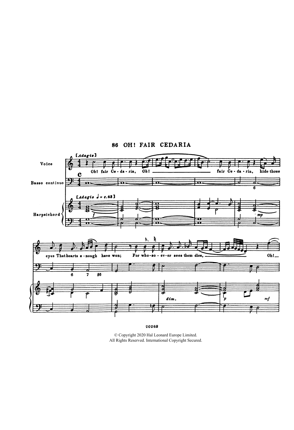 Learn to play Henry Purcell Oh! Fair Cedaria (for Voice, Bass Continuo and Harpsichord) sheet music for Piano & Vocal in minutes. Price: 7.8900$ Henry Purcell Oh! Fair Cedaria (for Voice, Bass Continuo and Harpsichord) sheet music notes and chords arranged for Piano & Vocal
