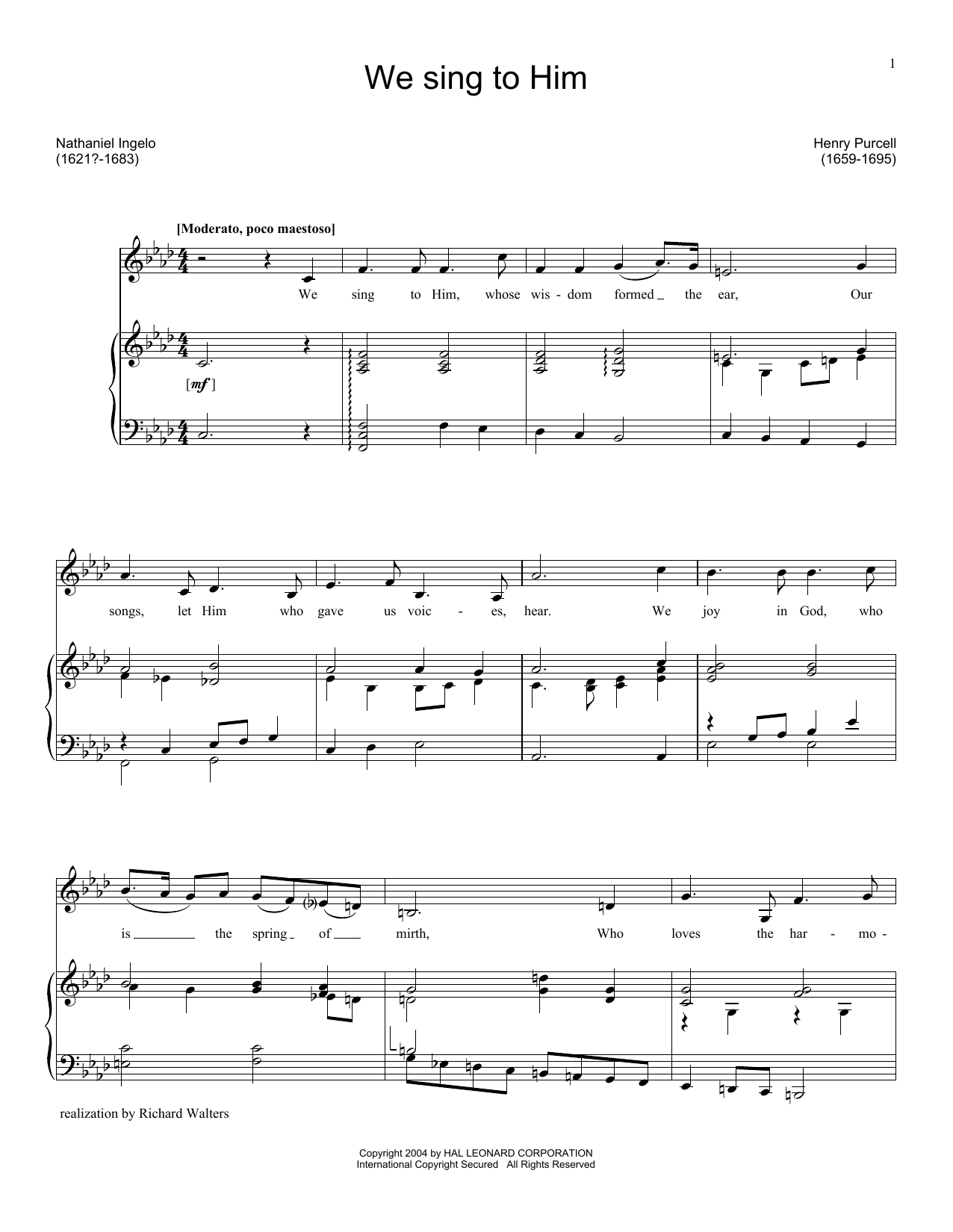 Learn to play Henry Purcell We Sing To Him sheet music for Piano & Vocal in minutes. Price: 7.8900$ Henry Purcell We Sing To Him sheet music notes and chords arranged for Piano & Vocal