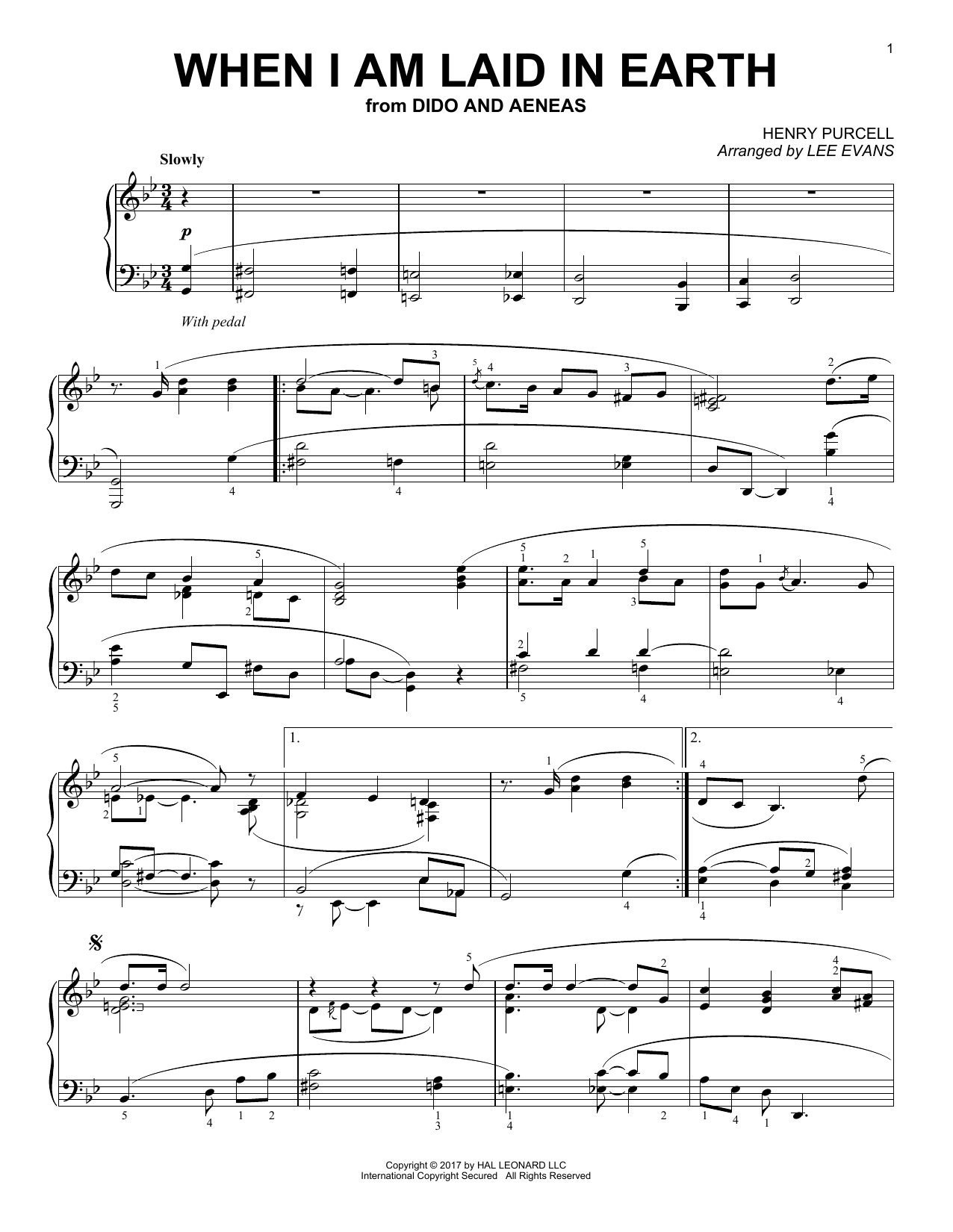 Learn to play Lee Evans When I Am Laid In Earth sheet music for Piano Solo in minutes. Price: 7.8900$ Lee Evans When I Am Laid In Earth sheet music notes and chords arranged for Piano Solo