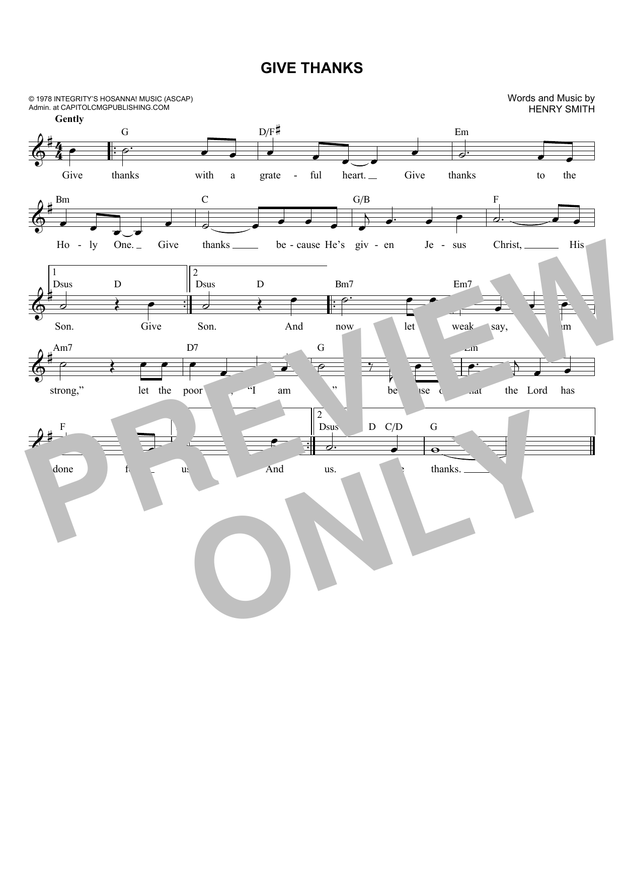 Henry Smith Give Thanks sheet music notes and chords. Download Printable PDF.