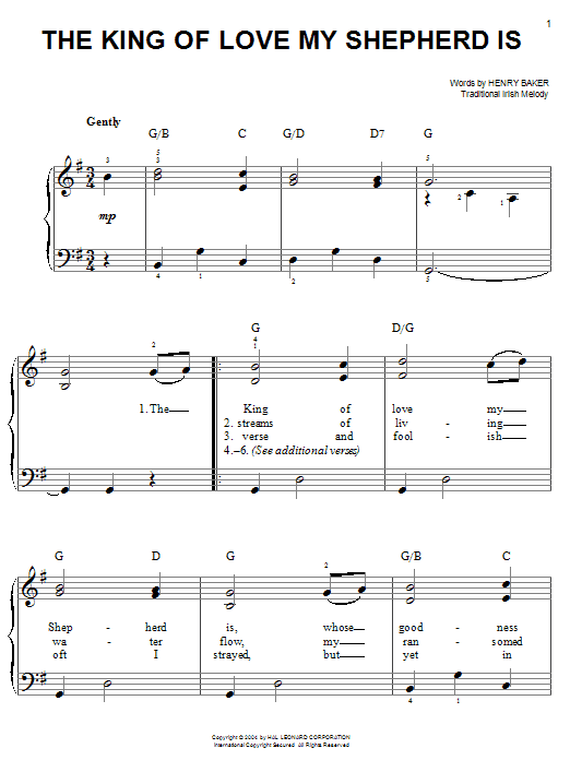 Henry Williams Baker The King Of Love My Shepherd Is sheet music notes and chords. Download Printable PDF.