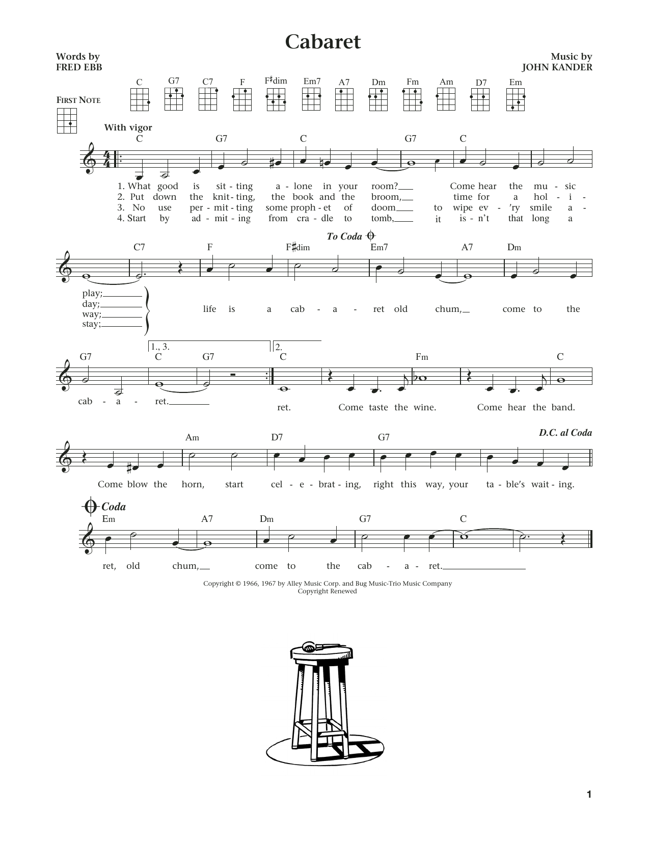 Learn to play Herb Alpert and the Tijuana Brass Cabaret (from The Daily Ukulele) (arr. Liz and Jim Beloff) sheet music for Ukulele in minutes. Price: 5.9900$ Herb Alpert and the Tijuana Brass Cabaret (from The Daily Ukulele) (arr. Liz and Jim Beloff) sheet music notes and chords arranged for Ukulele