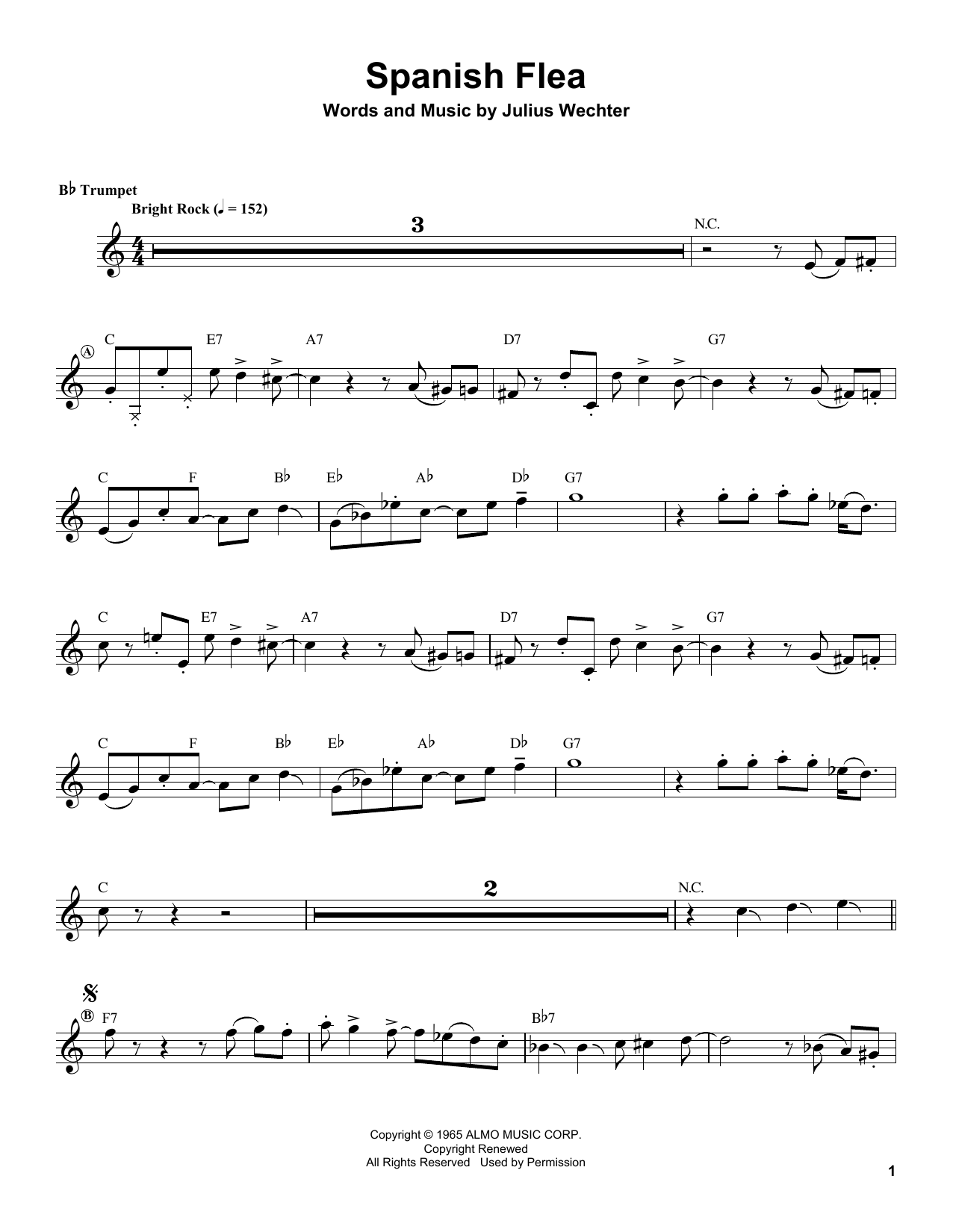 Herb Alpert Spanish Flea sheet music notes and chords. Download Printable PDF.