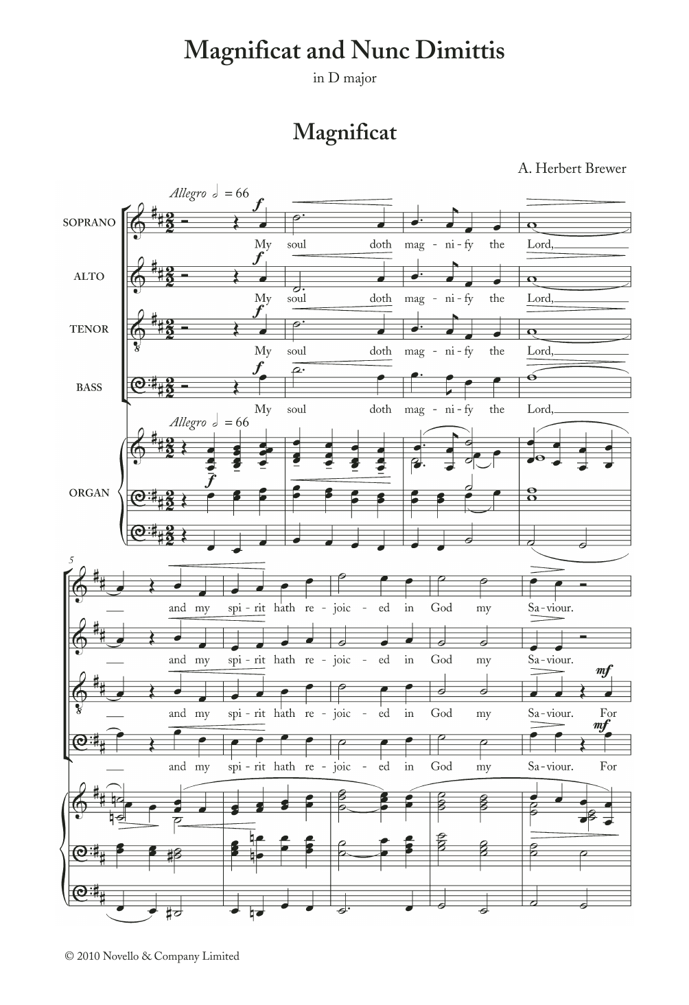 Herbert Brewer Magnificat And Nunc Dimittis In D sheet music notes and chords. Download Printable PDF.