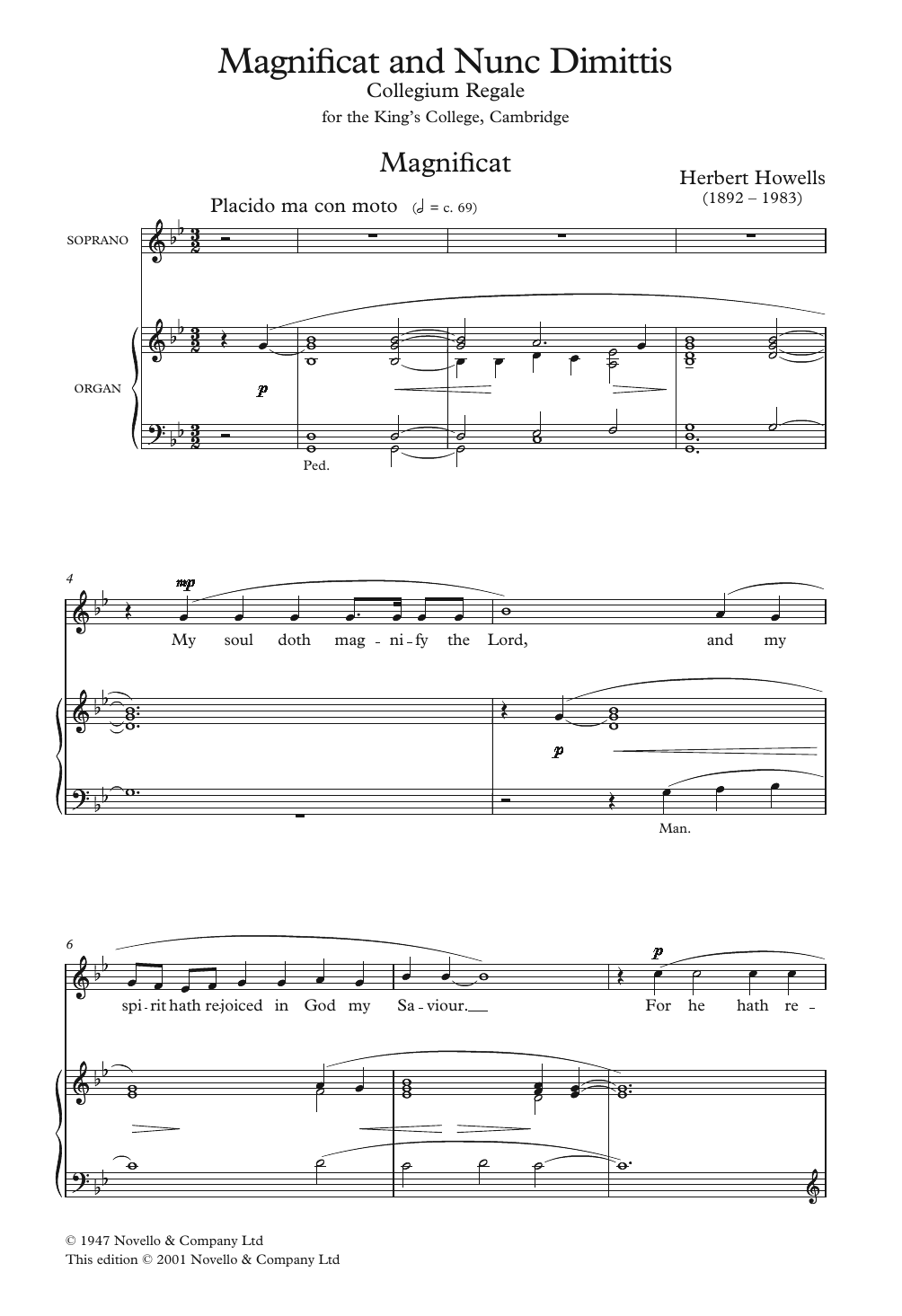 Herbert Howells Collegium Regale 1945 Magnificat And Nunc Dimittis sheet music notes and chords. Download Printable PDF.