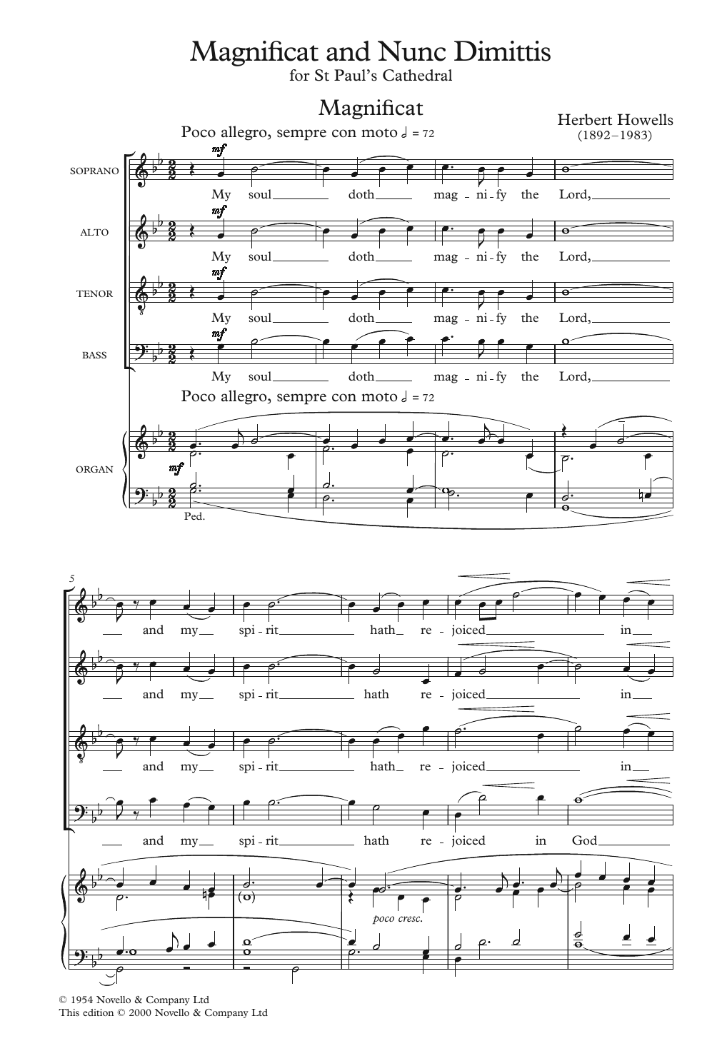 Herbert Howells The St. Paul's Cathedral Magnificat And Nunc Dimittis sheet music notes and chords. Download Printable PDF.