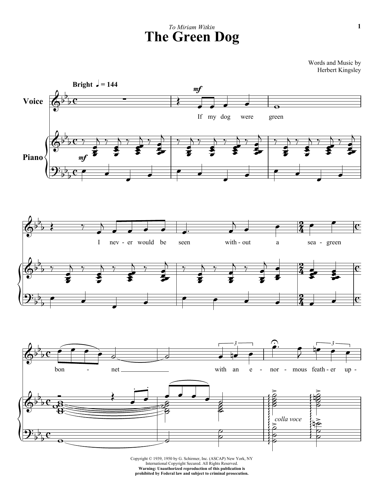 Herbert Kingsley The Green Dog sheet music notes and chords. Download Printable PDF.