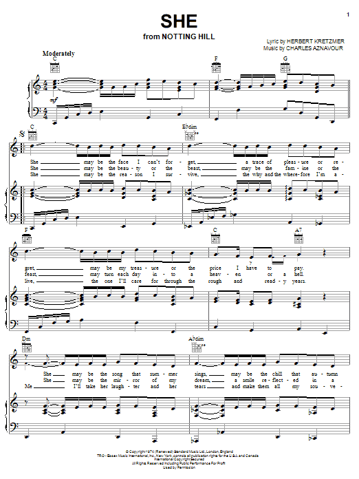 Herbert Kretzmer She sheet music notes and chords. Download Printable PDF.