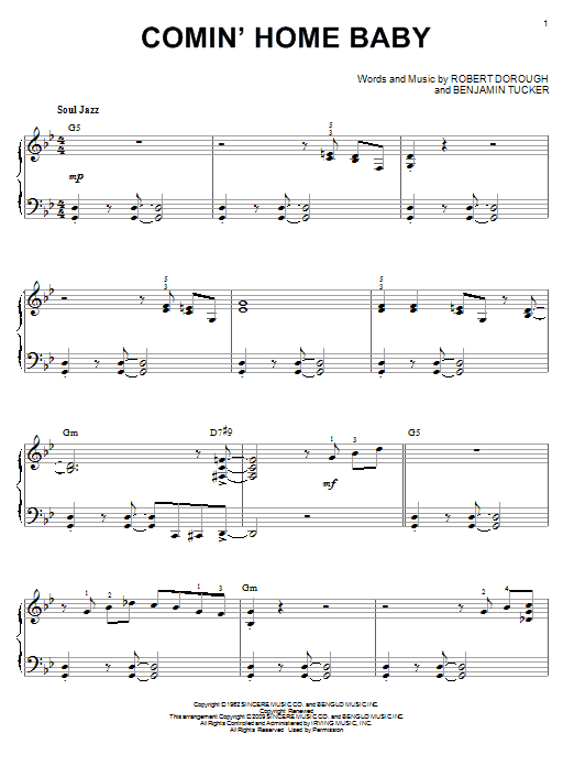 Learn to play Herbie Mann Comin' Home Baby (arr. Brent Edstrom) sheet music for Piano Solo in minutes. Price: 7.8900$ Herbie Mann Comin' Home Baby (arr. Brent Edstrom) sheet music notes and chords arranged for Piano Solo