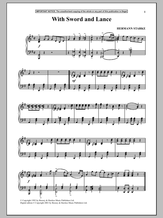Learn to play Hermann Starke With Sword And Lance sheet music for Piano Solo in minutes. Price: 7.8900$ Hermann Starke With Sword And Lance sheet music notes and chords arranged for Piano Solo