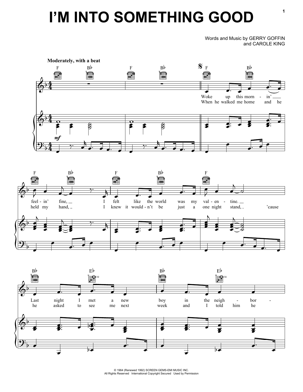 Herman's Hermits I'm Into Something Good sheet music notes and chords. Download Printable PDF.